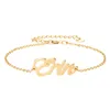 Name " Erin " Stainless Steel Name Bracelet for Girls Letter Charm Personalized Custom 18k Gold plated Charm Christmas Gift