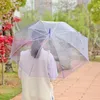 New Wedding Favor Colorful Clear PVC Umbrella Long Handle Rain Sun Umbrella See Through Umbrella LX3487