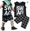 Enfants Mode Vêtements Ensembles Lettre Imprimer Rayures Plaid Bébé Costumes Décontractés T-Shirt Pantalon Infant Outfits Enfants Tops Shorts 1-5T