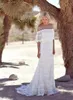 Off The Shoulder Lace Sheath Bohemia Wedding Dresses Ruffles Sweep Train Summer Beach Country Plus Size Wedding Bridal Gowns BA2935