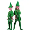 Envío gratis Kids Adult Peter Pan Disfraz Disfraz de Halloween para Hombres Mujeres Verde Elf Disfraces de Navidad para padres e hijos