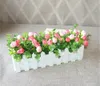 새로운 디자인 30cm 나무 울타리 꽃병   꽃 유진 꽃 장미와 데이지 인공 꽃 세트 홈 데스크 장식을위한 실크 꽃