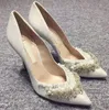 Nouveau 2018 printemps femmes pompes élégant tissu pailleté mince talons hauts chaussures Sexy bout pointu mariage chaussures simples