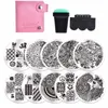 10 placas de unhas +1 stamper + 1 raspador + saco de armazenamento Nail Art image selo stamping placas manicure modelo Nail Art ferramentas