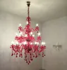 Large Red Crystal Chandelier Lighting in red 3 tiers Big Cristal Lustres Light Fixture BIG Crystal chandeliers for villa Hotel