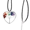 7 Chakra Tree Of Life necklaces Rainbow Natural Stone Quartz pendant Black Cord & Wire Rope chain For women Fashion Jewelry Gift