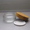 Bottiglie per cosmetici in vetro trasparente riutilizzabili da 100 g con coperchio in bambù Vaso per crema cosmetico in vetro vuoto speciale di bambù F1037