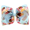 Unicorn Hairpins Lollipop Lody Drukuj 8 "Grosgrain Wstążka Bow z Hair Clip Girls Butterfly Donut Akcesoria 12 sztuk HD836