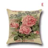 Housse de coussin en coton et lin imprimé fleur de Rose, taie d'oreiller carrée pour canapé, décoration de maison, 18x18