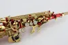 Suzuki Red Copper Plated Soprano Straight Saxophone Gold Plated Key BB Saxophone Soprano Sax Music Instrument med case6847267