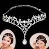 Koreanische Stil Frauen Kopfstücke Österreich Kristallblume V Form Wassertropfen Tiara Haarwege Hochzeit Brautschmuck Accessoire Kopfstück