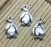 Partihandel 100st Cute Penguin Alloy Charms Hängsmycke Retro Smycken Göra DIY Keychain Forntida silverhänge för armband Örhängen 20 * 12mm