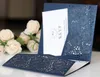 Biglietti per inviti di nozze quadrati a 3 pieghe blu navy con cintura per biglietti per inviti di auguri di fidanzamento, compleanno, matrimonio Utilizza carte RSVP gratuite