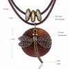 Moda gargantilha mulher colares jóias vintage libélula pingente de madeira longo colar para mulheres colares mujer kolye8197600