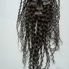 Clip nelle estensioni dei capelli 100g clip nell'estensione dei capelli afro Clip brasiliana nelle estensioni dei capelli umani Testa piena 9 pezzi / set 100G