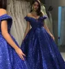 Sukienka wieczorowa Yousef Aljasmi Kim Kardashian krótkie rękawe Niebieskie cekiny suknia balowa długa sukienka Almoda Gianninaazar Zuhlair Murad Ziadnakad