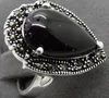 15mmX23mm Blue Gold sand stone Marcasite 925 Sterling Silver Ring Taille 7/8/9/