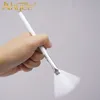 2018 White Mask Facial Fan Makeup Brush with Plastic Long Handle Curved Synthetic Hair Skin Care DIY Beauty Applicator6341309