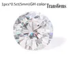 TransGems 5 mm 0,5 ct Karat GH-Farbe, runder, brillanter Schliff, im Labor gezüchteter loser Moissanit-Stein, Test positiv