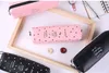 Cute Pink pencil case for girls Kawaii Black white Dot Pu Leather Pen Bag Stationery Pouch Office School Supplies