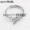 Dangle Pearl Ring Mount Cubic Zirconia 925 Sterling Silver Settings Base Like a Ribbon 5 Pieces