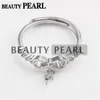 Danging Pearl Ring Mountキュービックジルコニア925スターリングシルバー設定ベースリボン5個