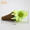 Cool ice cream pipe cone pink green white silicone smoking pipes with layer glass bowl dab bubbler herb dab rig Siliclab design