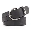 Circle Pin Buckles Suede PU Leather Belt Female Silver Buckle Jeans Wild Belts For Women Fashion Students Simple Casual Trousers