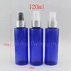 Groothandel 120 ml blauwe plastic parfumflessen met spray 120cc aluminium spuitmond fijne mist pomp cosmetische flessen containers