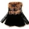 Inverno New Faux Fur Coat Jacket Donna Slim Long Cappotti Capispalla Womens PU Leather Fur Coat Fluffy Coats S-3XL