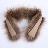 New Arrvial Inverno Quente Moda Real Fur Collar Cachecóis 100% Genuína Pele De Guaxinim Cachecol Guarnição de Baixo Casaco Tira / Com Capuz