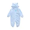 Höst Vinter Baby Rompers Bear Style Coral Fleece Hoodies Jumpsuit Baby Girls Boys Romper Varma Nyfödda Barnkläder Spädbarn Toddler Kläder