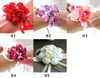 Konstgjorda blommor Bröllopsdekoration Boutonniere Groom Groomsman Pin Brooch Corsage Suit Bride Bridesmaid Wrist Flower Satin Rose WX9-397