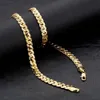 23,6 cala męski naszyjnik łańcuch 18-karatowe żółte złoto wypełniony naszyjnik z kości solidna biżuteria 7mm szerokości męskie akcesoria