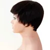 Human Short Bob Cuts Full Machine Made Hair Ingen spets peruk för svarta kvinnor Glueless peruk med Bangs Pixie Cut African American Wigs4604277