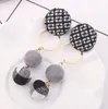 new hot Style Button ear studs female temperament Korean ring cloth art ball ball jointed button long earrings jewelry fashion classic exqui