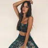 New european fashion women's sexy snake print spaghetti strap crop top vest and flare long pants 2 pieces twinset SML