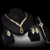Estilo africano conjunto de jóias moda mulheres strass festa jóias luxo nupcial 18k banhado a ouro jóias de casamento geométrico jóias de 4 peças