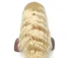 613 # Blondin rak kroppsvåg framsläckare peruker 100% mänskligt hår peruker för kvinnor pre plocked med baby hår
