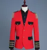 Röda Tassels Militär Uniform Blazer Män Passar Mode Nattklubb Domstol Klänning Kostym Foto Studio Ställer Musical Concert Singer Stage Outfit