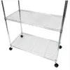 Großhandel 900x450xH1800 Doppelschicht-Galvanikbeschichtungs-Mesh-Kleiderständer-Kleiderbügel mit Rädern, rotierender Wellenhaken, Silber