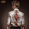 FANZHUAN Camicia da Uomo Modello Stampa Manica Lunga Personalità Designer Camicia Camicie Hawaii Uomo Abito da Sposa Floreale