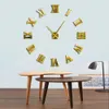 Moderne bricolage grande horloge murale 3D miroir Surface autocollant décor à la maison Art géant horloge murale montre avec chiffres romains grand