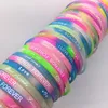 Cała masa partia 100pclot Naturalne silikonowe sportowe opaski Luminous Blow in the Dark Bangle Bracelets Mix Brand1371489