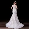 Реальное изображение Свадебные платья русалки для красивых девушек Длинные платья со шлейфом Lvory Аппликации Кружевные свадебные платья на заказ DH4194