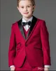 Nouveau mode rouge garçon vêtements de cérémonie beau garçon enfant tenue de mariage vêtements blazer fête d'anniversaire costume de bal (veste + pantalon + cravate + gilet) 16