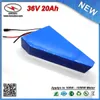 Smart Triangle Shape 36V 20AH E-rower bateria 1000W wbudowany w 3,7 V 2000MAH 18650 Komórka 30A BMS z ładowarką 42 V 2A Darmowa wysyłka