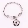 Sporty Jewelry Unisex Football Pattern Pendant Charm Bracelet Sparkling Crystals Cool Wheat Link Chain Personality Provide Dropshipping