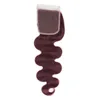 99J Bourgogne Vierge Cheveux Bundles Offres avec Fermeture Vague de Corps Vin Rouge Brésilien Cheveux Humains Tisse Extensions avec 4x4 Dentelle Closu2060017