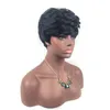 Hotkis 100% mänskligt hår svart korta lockiga peruker afro lockiga peruker glulösa peruker för kvinnor kan tvättas och krullas